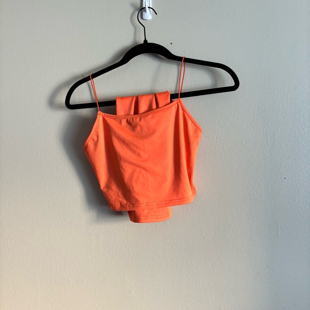 Orange Spaghetti Strap Crop Top